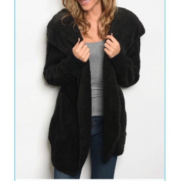 ✨LAST ONE ✨Black Sherpa fleece hooded jacket - Picture 3 of 5